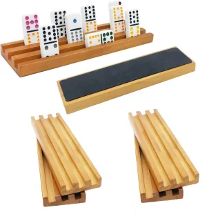 Wooden Domino Trays/Racks Set of 6 Mexican Train Domino Trays/Racks Double 12 Tiles Holders Rack Domino Tiles Holders Domino Wood Holder (6 Wood Domino Organizers)
