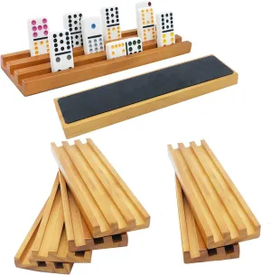 Wooden Domino Trays/Racks Set of 8 Mexican Train Domino Trays/Racks Double 12 Tiles Holders Rack Domino Tiles Holders Domino Wood Holder (8 Wood Domino Organizers)
