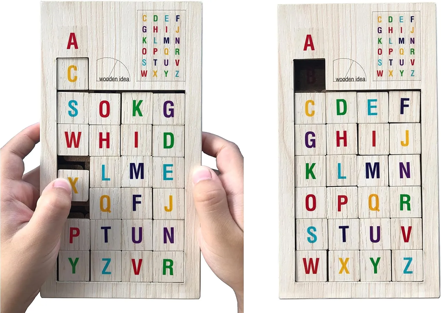 Wooden Slide Puzzles Block, Special Design Slide Blocks, Non disjoint Pieces (Alphabet)