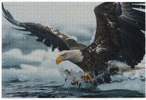 Wooden Jigsaw Puzzle for Adults 1000 Pieces - Bald Eagle Fishing - Home Decor Art - Fun Family Game and Creative Gift