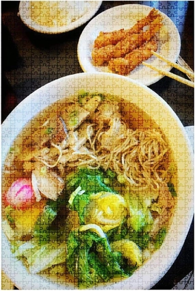 Wooden Jigsaw Puzzle Game Hawaiian saimin Soup with Tempura Chicken and Fish Cake Seafood 1000 Pieces for Adult Children DIY Toys