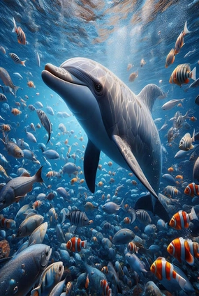 Wooden Jigsaw Puzzles for Adults 1000 Piece Dolphin Fish Challenging Family Leisure Toys Impossible Hard Difficult Kids Game Artistic Accessories DIY Puzzles for School Supplies