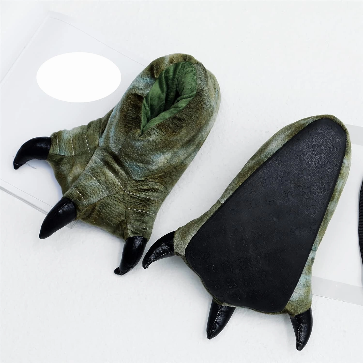 YESBOR Men's Cute Plush Paw Claw House Slippers Halloween Furry Animal Cosplay Costume Shoes