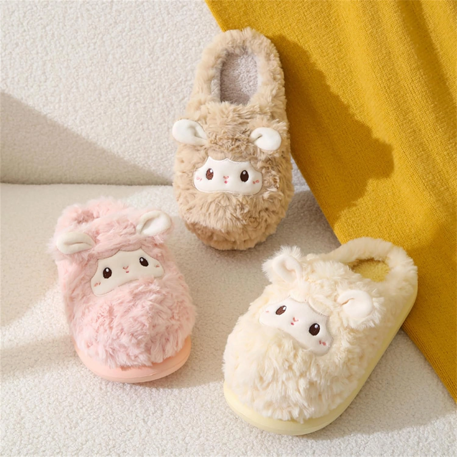 YILANLAN Animal Slippers for Women - Cute Sheep Cozy Winter Plush Soft Adult Home Cotton Slippers