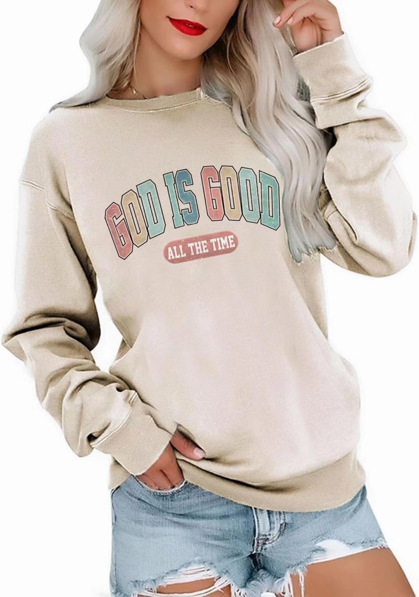 Ymoshoe Christian Sweatshirt Women Bible Verse Pullover Jesus Shirt Casual Holiday Fall Winter Church Outfit Religious Gift