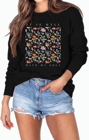 Ymoshoe Christian Sweatshirt Women Bible Verse Pullover Jesus Shirt Casual Holiday Fall Winter Church Outfit Religious Gift