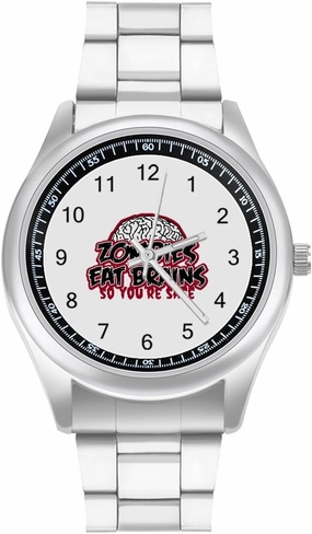 Zombies Eat Brains Casual Wrist Watches for Men Classic Business Dress Watch Big Face for Work Gym